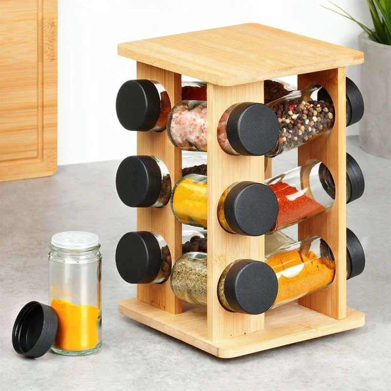 PORTE EPICE EN BOIS | Bois Délices Rotatif – 12 Saveurs