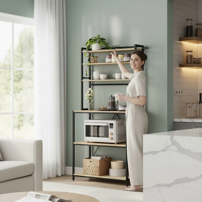 MEUBLE MICRO ONDE | 6 Étagères 3 Prises Large