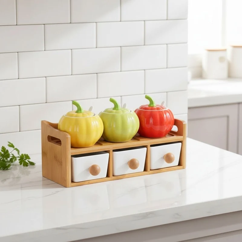 RANGEMENT À ÉPICES | AromaColor Bambou Céramique