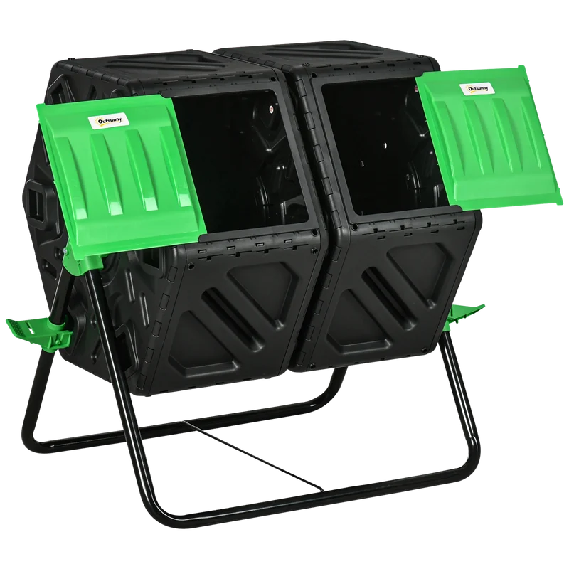 Composteur de jardin rotatif à double chambre 130L
