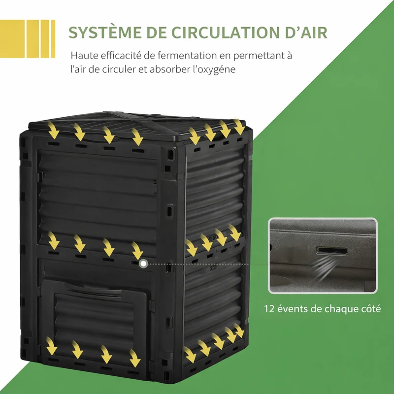Poubelle de compostage extérieure sans odeur 300L