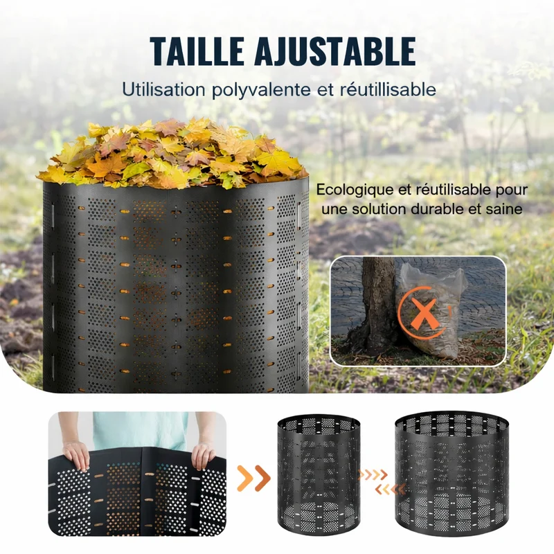 Composteur poubelle extérieur à grande capacité modulable 1000L