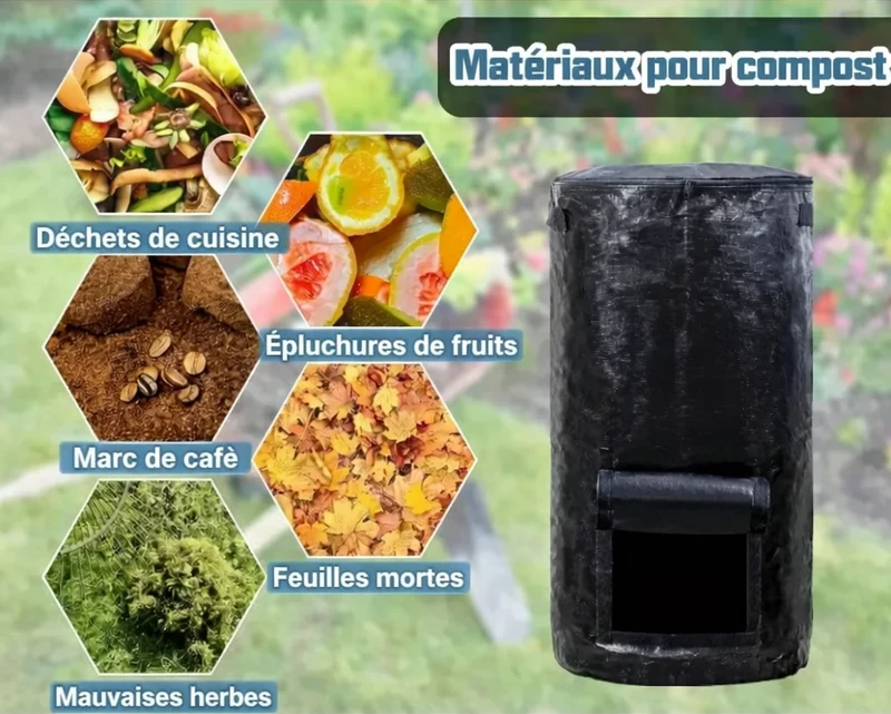 Composteur poubelle extérieure réutilisable pour déchets verts