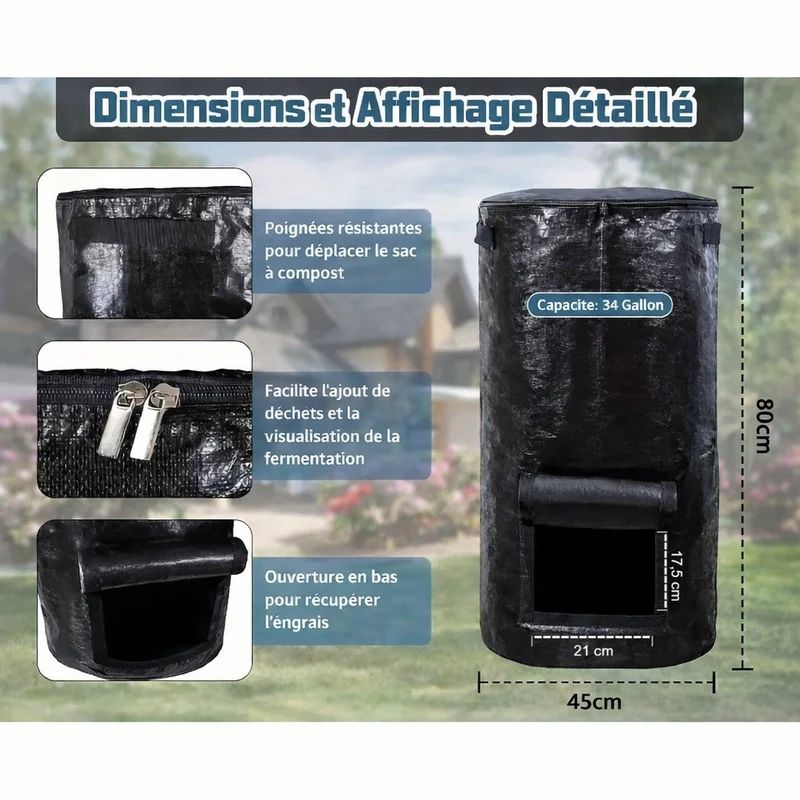 Composteur poubelle extérieure réutilisable pour déchets verts