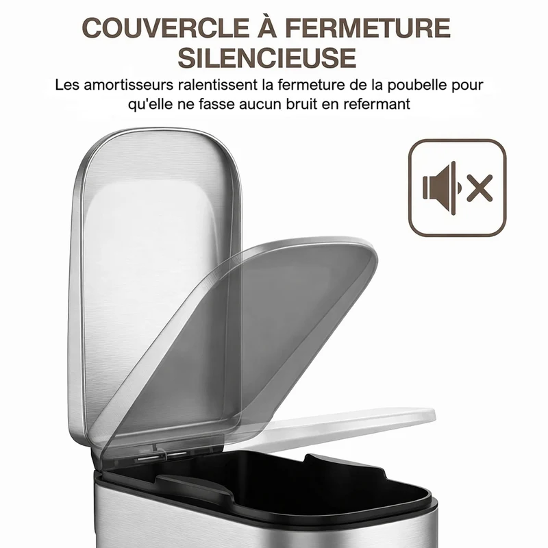 Poubelle design à pédale en inox 6L