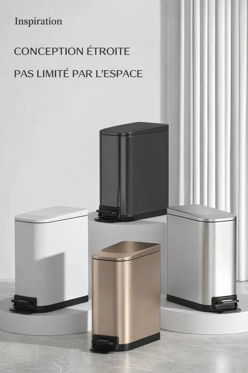Poubelle design à pédale en inox 6L