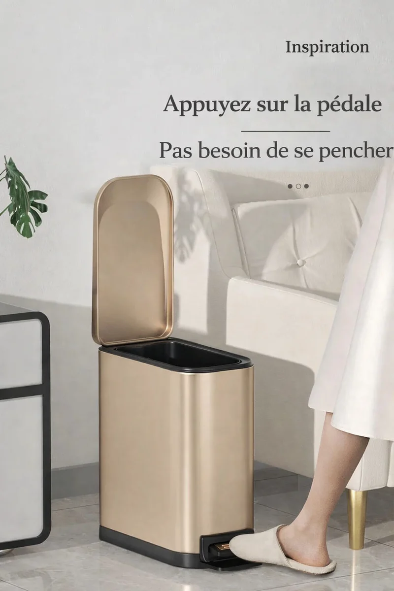 Poubelle design à pédale en inox 6L