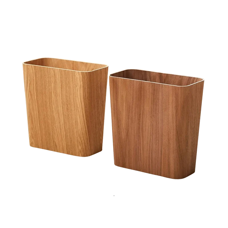 Poubelle rectangulaire en bois au design japonais