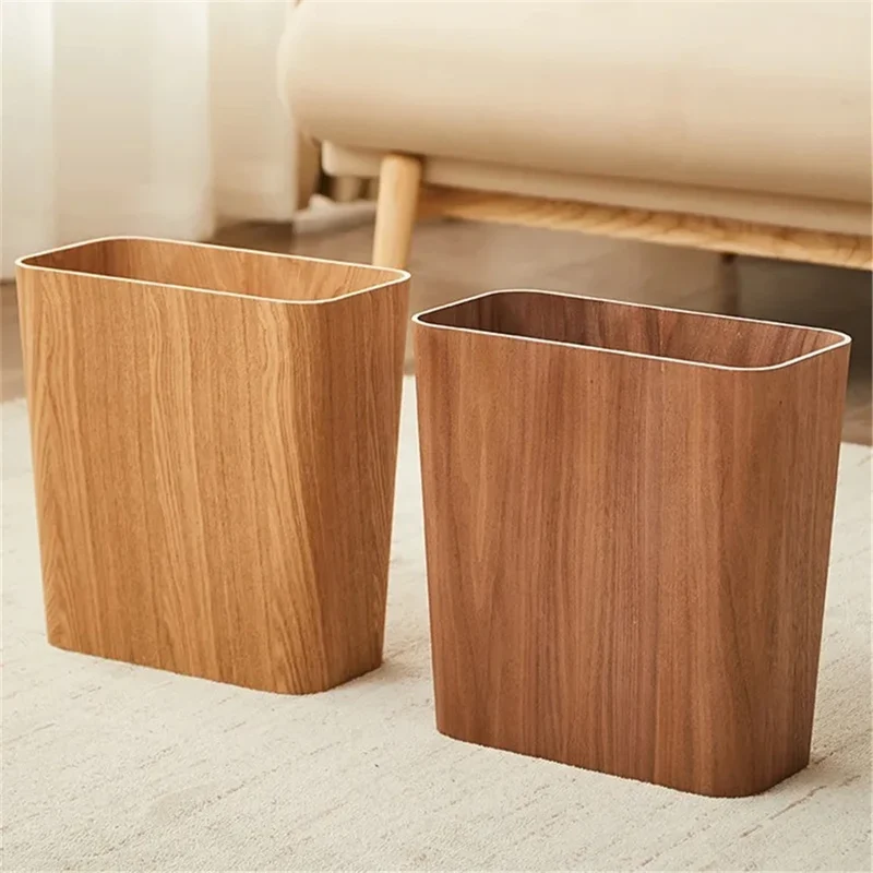 Poubelle rectangulaire en bois au design japonais