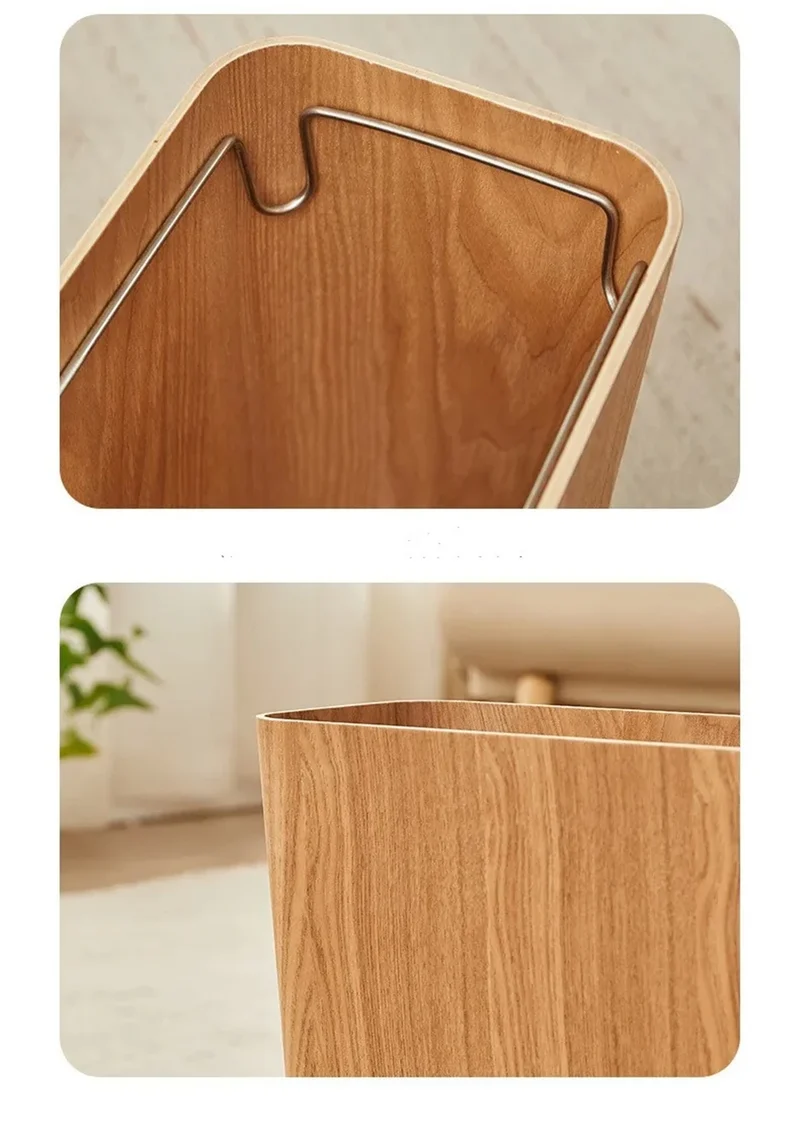 Poubelle rectangulaire en bois au design japonais