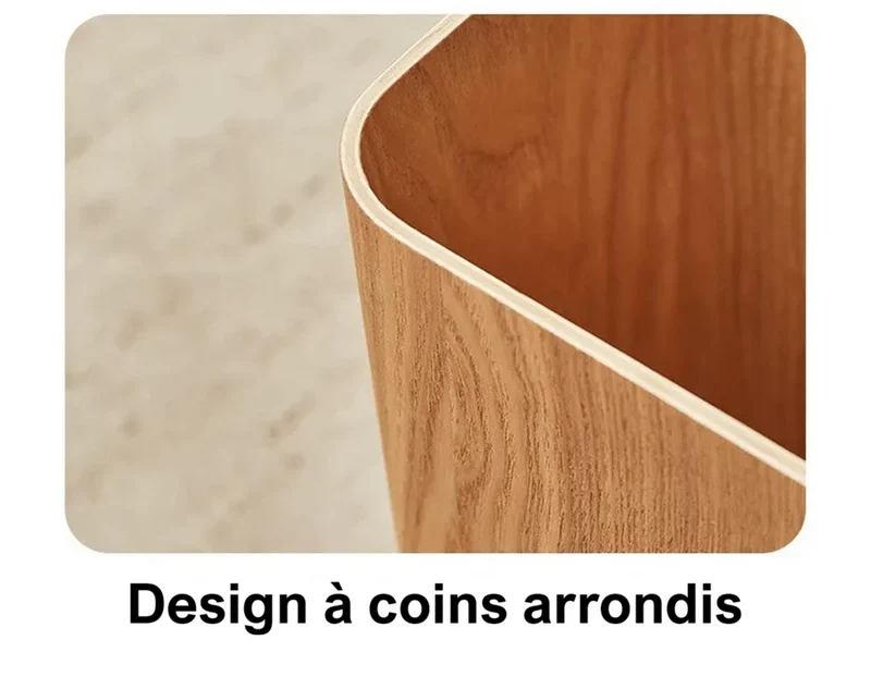 Poubelle rectangulaire en bois au design japonais