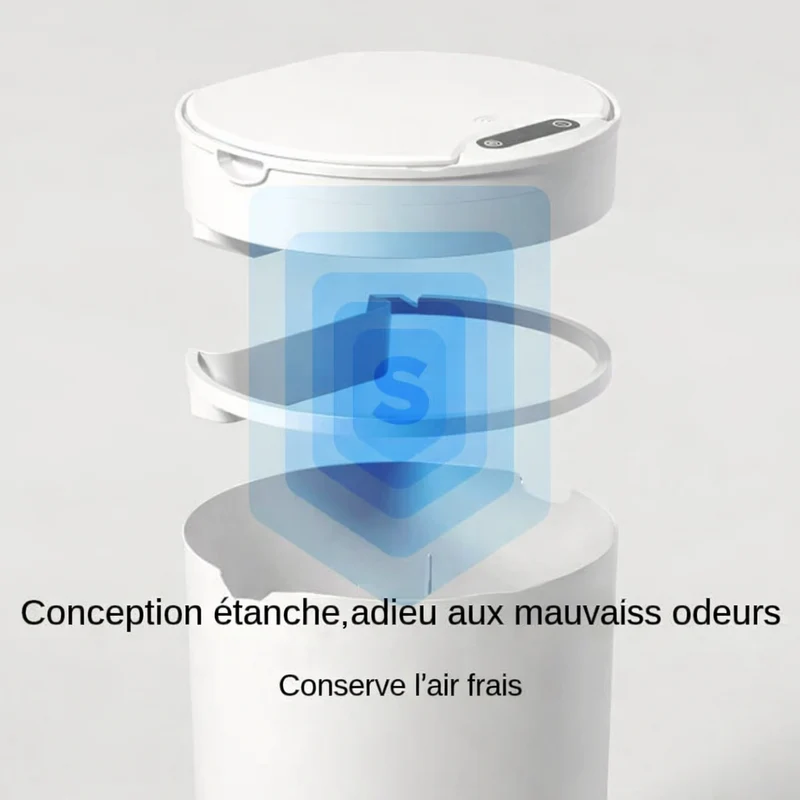 Poubelle intelligente ronde à ouverture automatique 14L