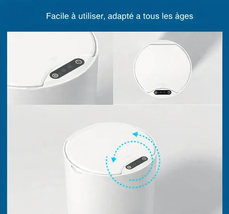 Poubelle intelligente ronde à ouverture automatique 14L