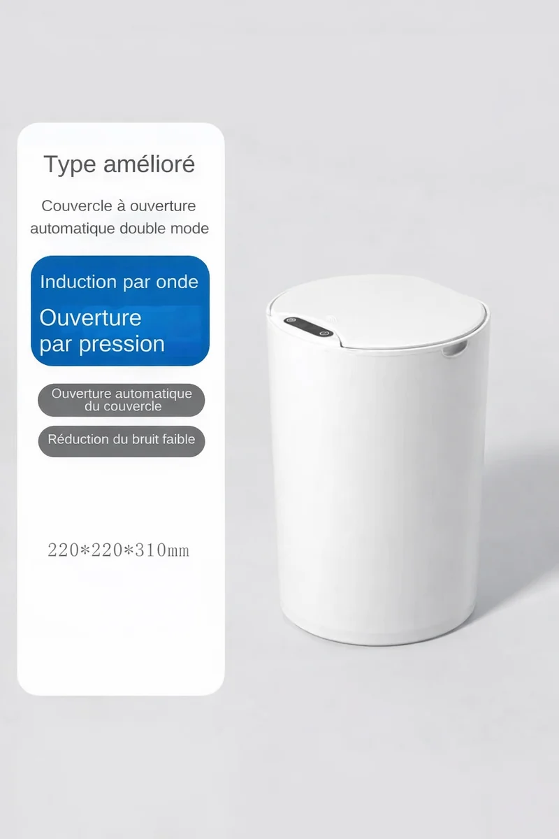Poubelle intelligente ronde à ouverture automatique 14L