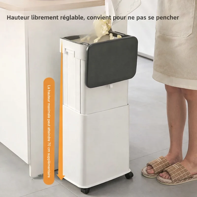Poubelle de cuisine haute à couvercle coulissant
