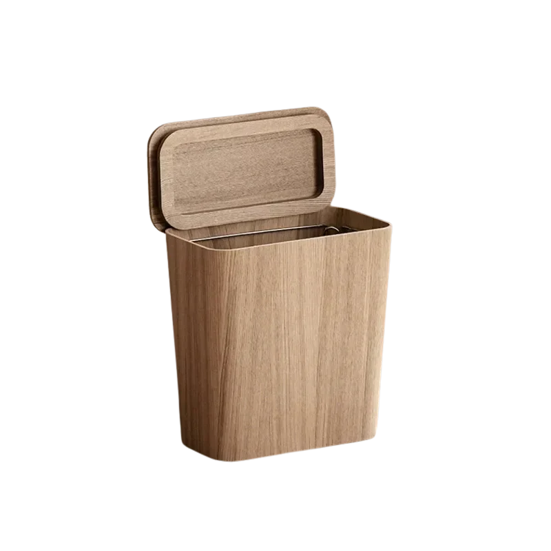 Poubelle en bois design rectangulaire finition frêne
