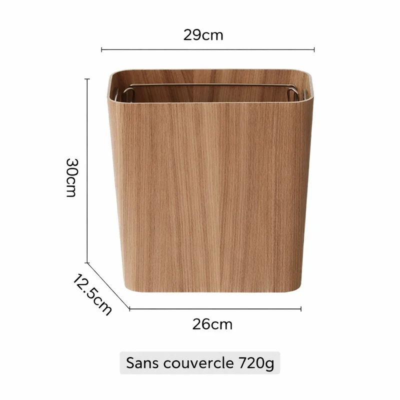 Poubelle en bois design rectangulaire finition frêne