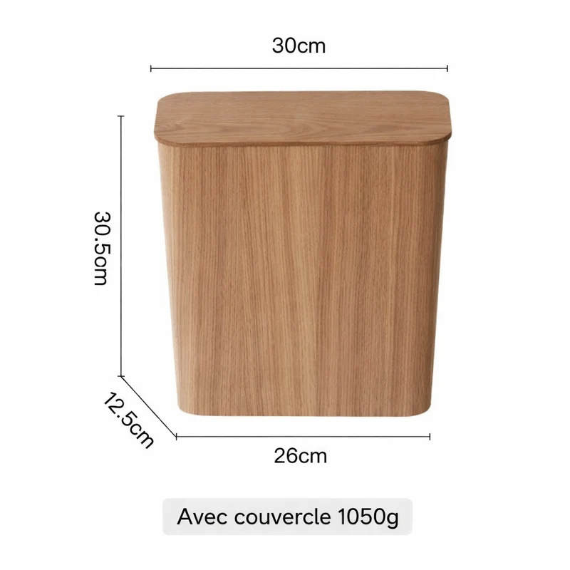 Poubelle en bois design rectangulaire finition frêne