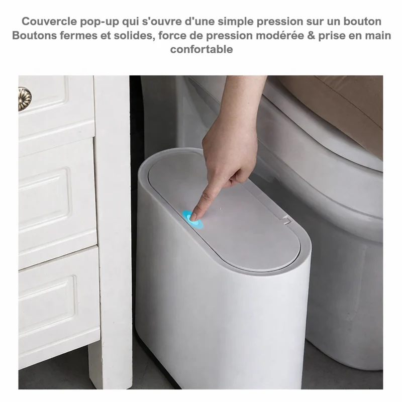 Poubelle blanche à couvercle presse 12L