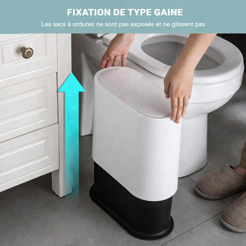Poubelle blanche à couvercle presse 12L