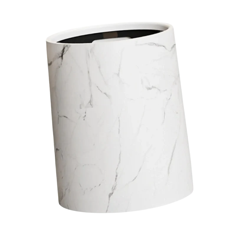 Poubelle ronde sans couvercle en plastique design marbré