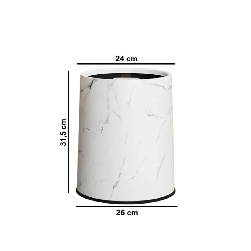 Poubelle ronde sans couvercle en plastique design marbré