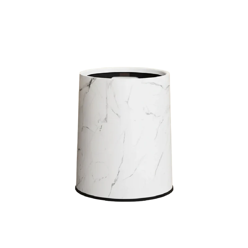 Poubelle ronde sans couvercle en plastique design marbré