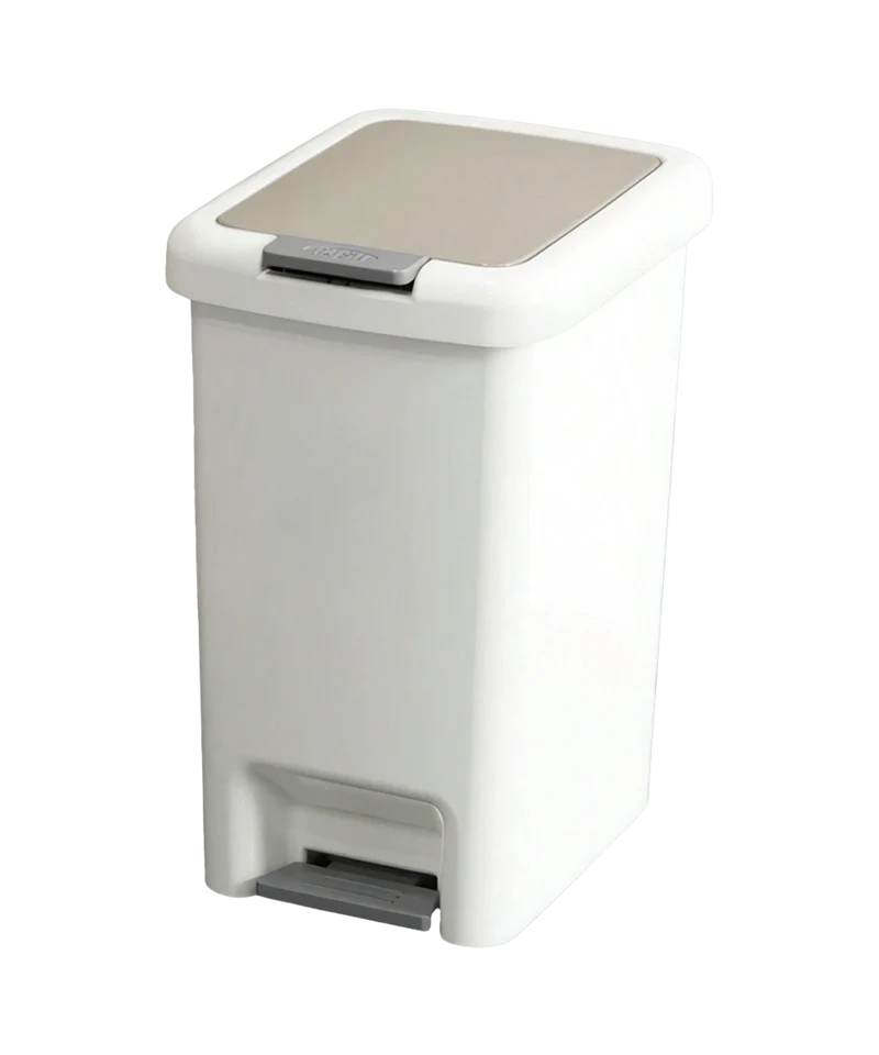 Poubelle à pédale rectangulaire blanche compacte et pratique