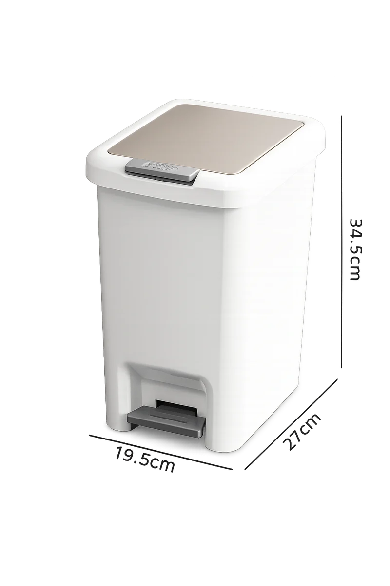 Poubelle à pédale rectangulaire blanche compacte et pratique