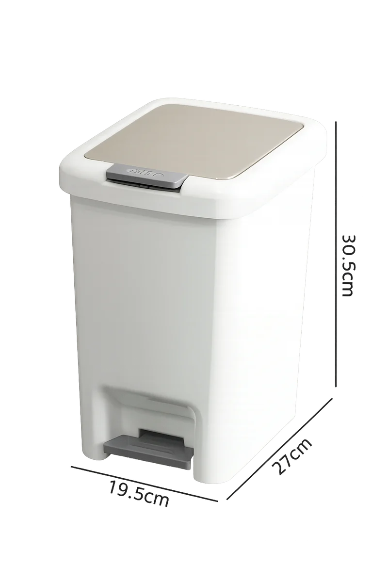 Poubelle à pédale rectangulaire blanche compacte et pratique