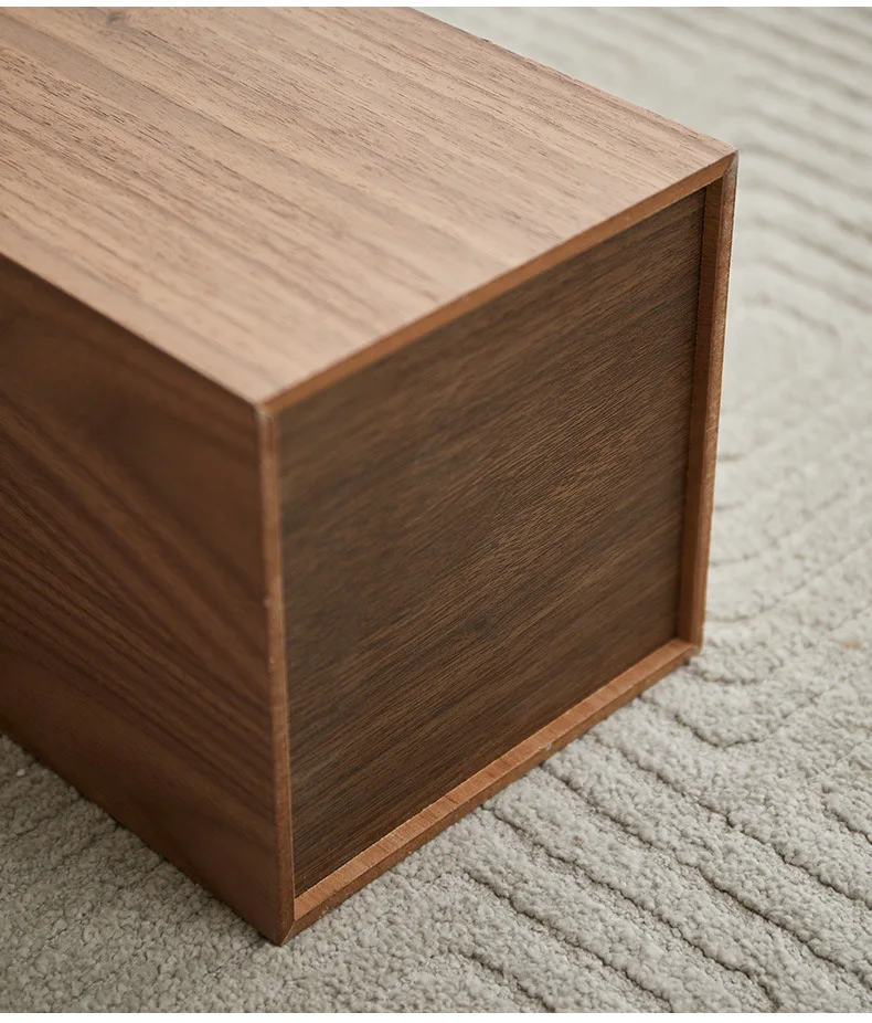 Poubelle en bois noyer design pressé