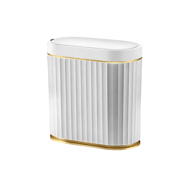 Poubelle automatique design ovale à parois cannelées 7L
