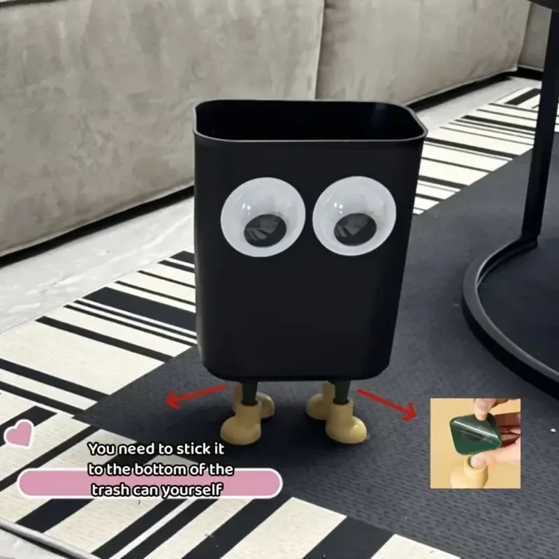 Poubelle originale noire au design ludique 8L