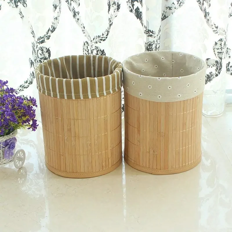 Poubelle pliable en bambou design naturel et compact