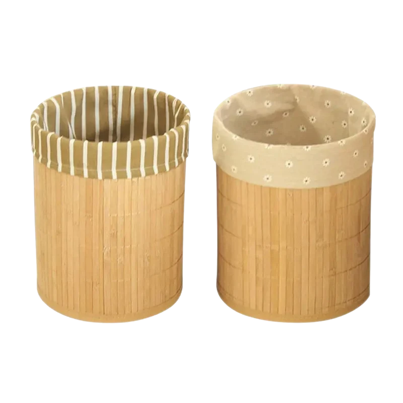 Poubelle pliable en bambou design naturel et compact