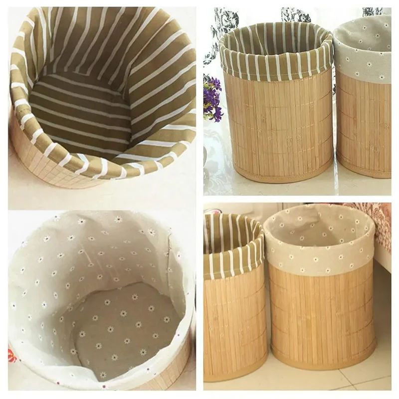 Poubelle pliable en bambou design naturel et compact