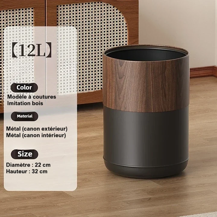 Poubelle design ronde élégante et sans couvercle