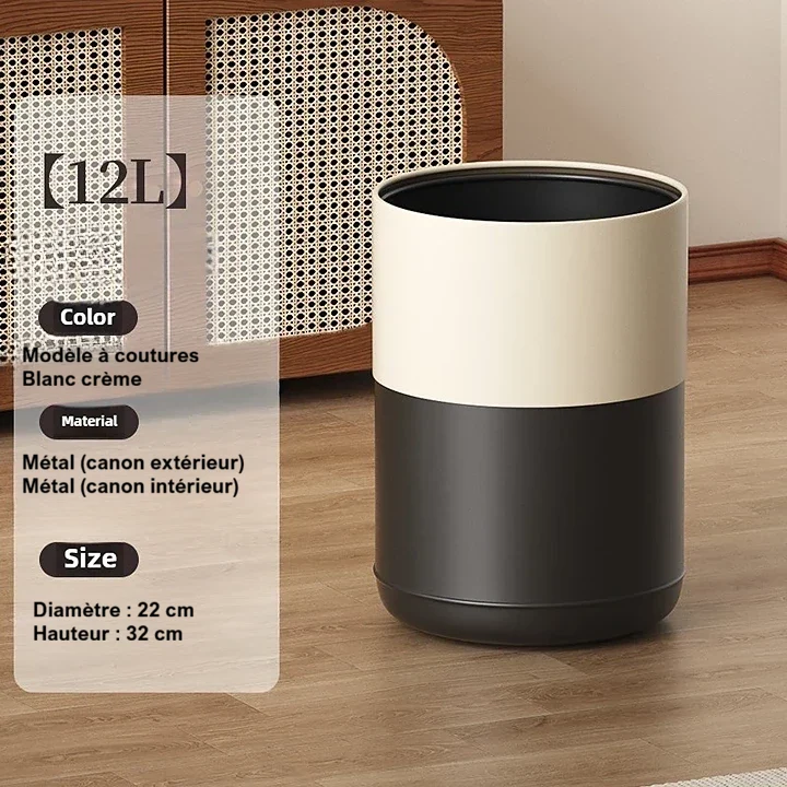 Poubelle design ronde élégante et sans couvercle