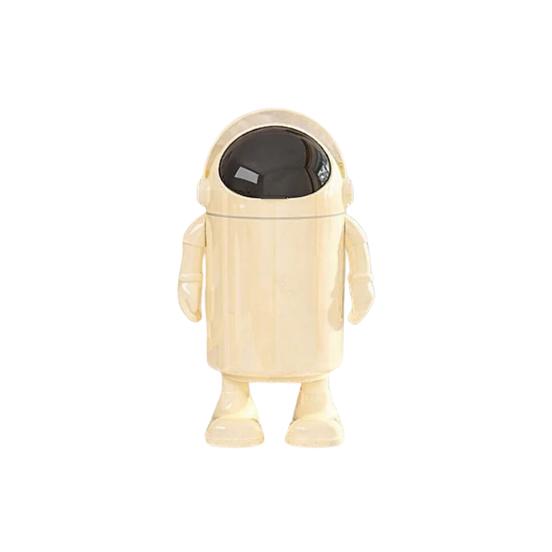 Poubelle design astronaute sur pied