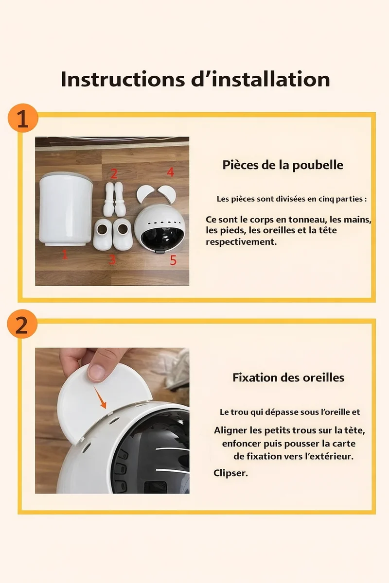 Poubelle design astronaute sur pied
