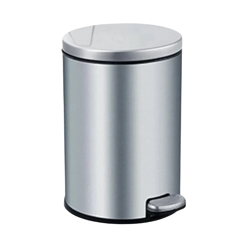 Poubelle à pédale cylindrique en acier inoxydable 6L