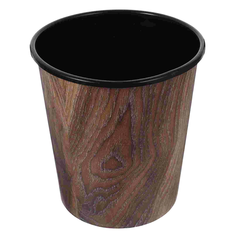 Corbeille ronde design rétro imitation bois 7L