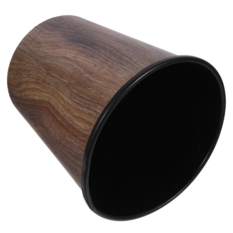 Corbeille ronde design rétro imitation bois 7L