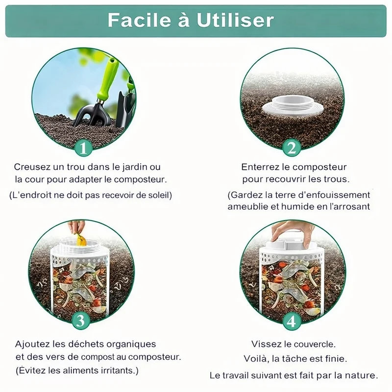 Composteur écologique enterré à vers discret et sans odeur