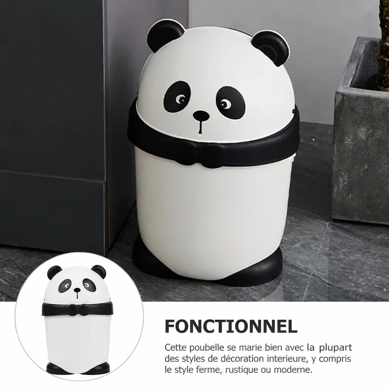 Poubelle décorative design panda avec couvercle