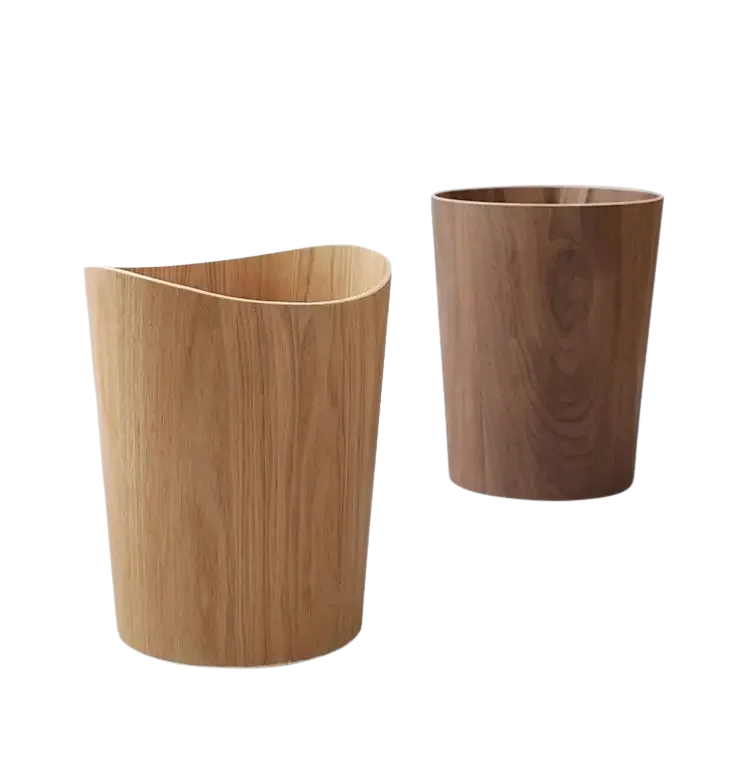 Poubelle en bois naturel