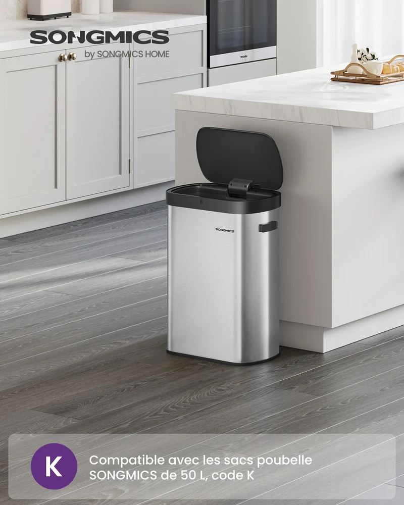 Poubelle de Cuisine Automatique 50L Acier Inoxydable