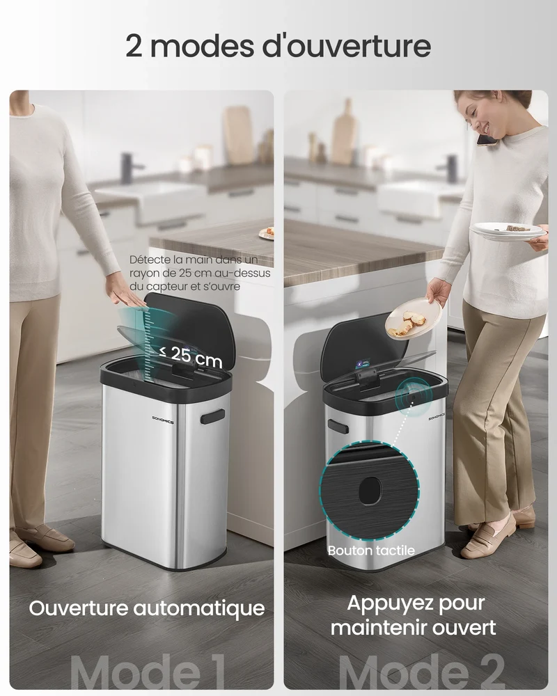 Poubelle de Cuisine Automatique 50L Acier Inoxydable
