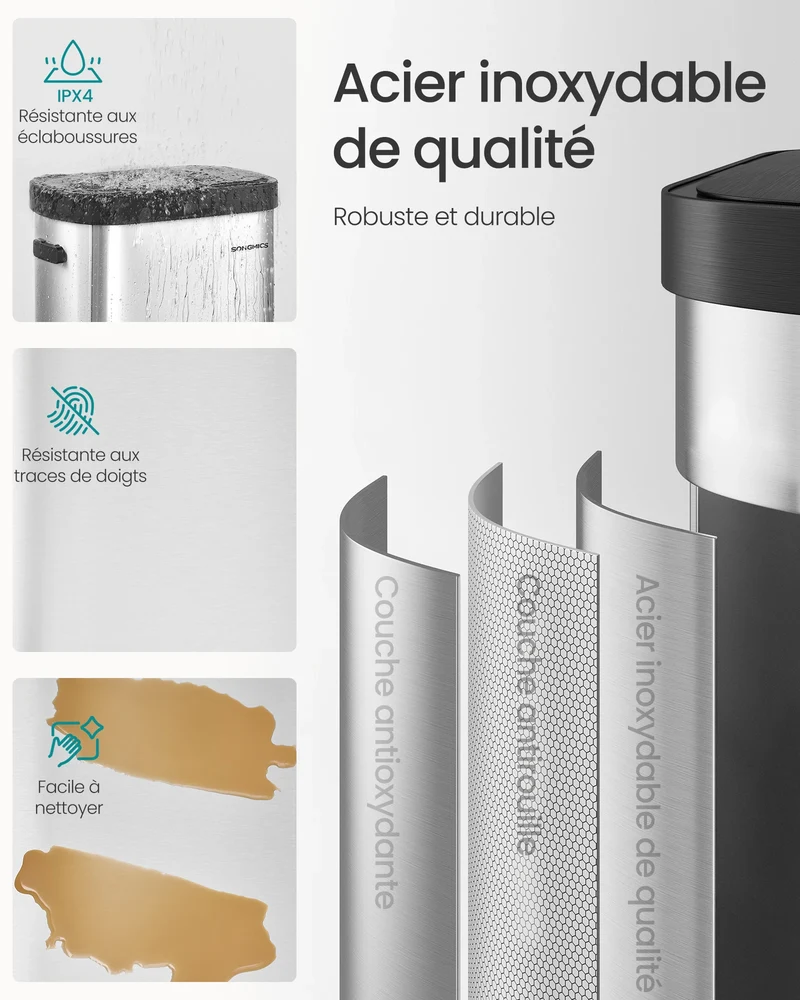 Poubelle de Cuisine Automatique 50L Acier Inoxydable