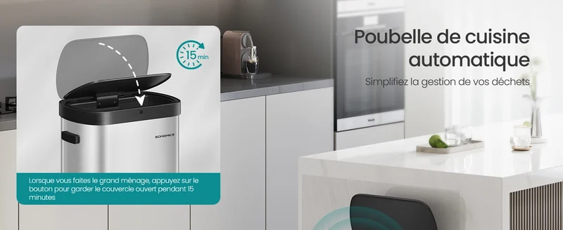 Poubelle de Cuisine Automatique 50L Acier Inoxydable